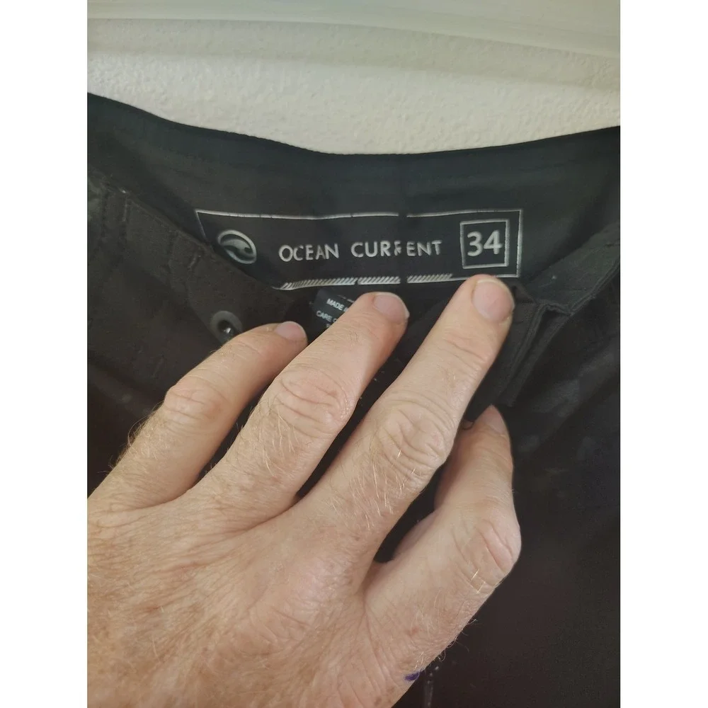 Ocean Current Mens Black Board Shorts Size 34 Tonal Print Swim Trunks Surf Cargo